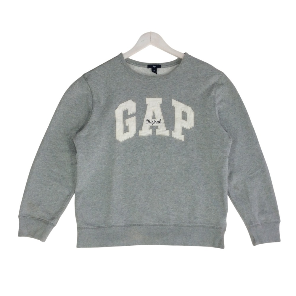Gap Original Logo Crewneck Sweatshirt Mens Medium Grey Fleece Pullover